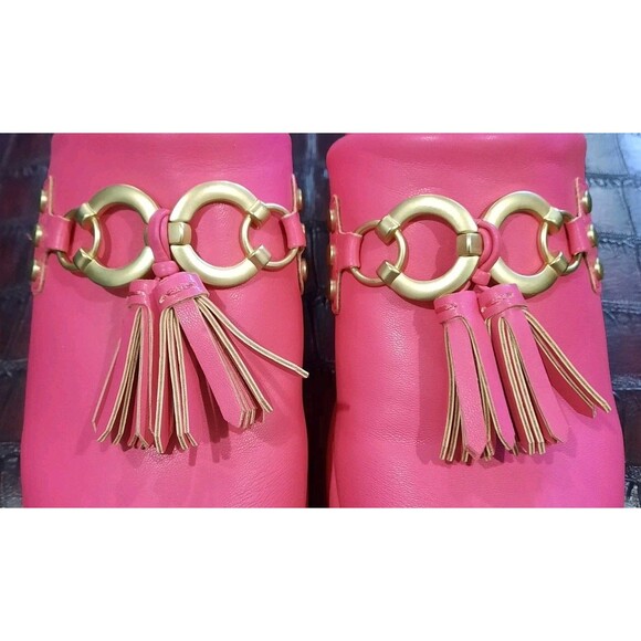 Circus NY Sam Edelman Jinger Clog Mules Flamingo Pink Gold Tassel Platform Sz 8 - Picture 10 of 12